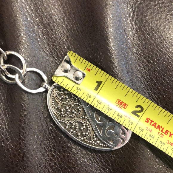 LOIS HILL Yin Yang Cut Out Granulated Oval Pendant Oval Link Toggle Necklace 925 - Picture 9 of 16